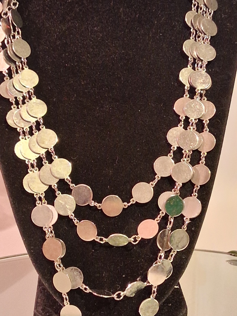 Silver-Tone Multi-Disc Layered Necklace - Elegant Statement
